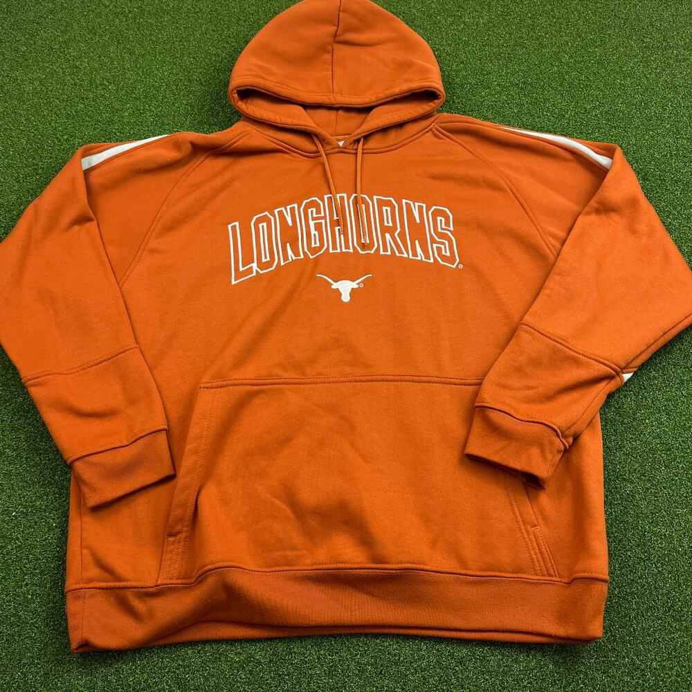 Vintage Pro Edge Orange Texas Longhorns Fleece Pullover Hoodie Sz XL